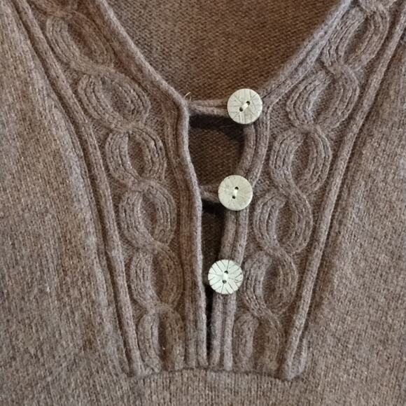 Columbia Cotton & Angora Brown Pullover Button Detail Athleisure Knit Sweater XL - Picture 3 of 14